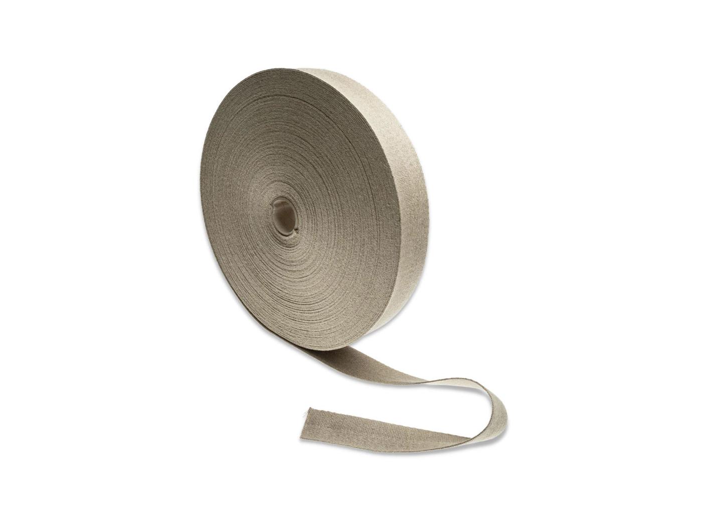 Linen webbing Fine-threaded Nature, 50mm, 50m/rl Linen webbing Fine-threaded Nature, 50mm, 50m/rl
