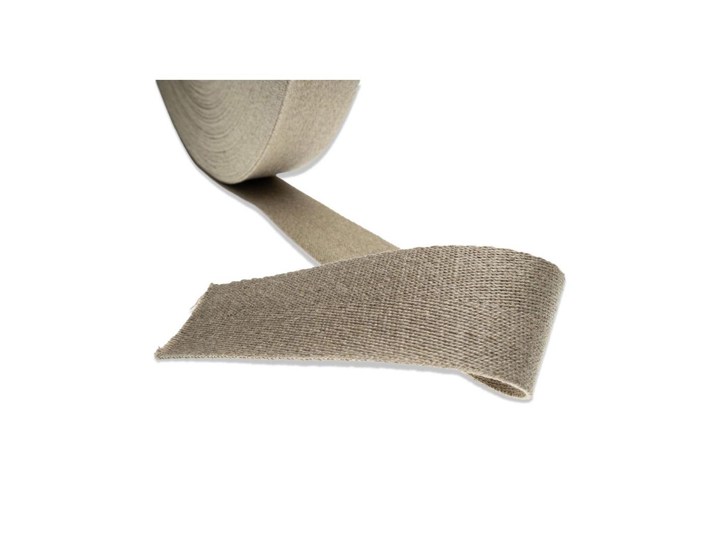 Linen webbing Fine-threaded Nature, 50mm, 50m/rl Linen webbing Fine-threaded Nature, 50mm, 50m/rl