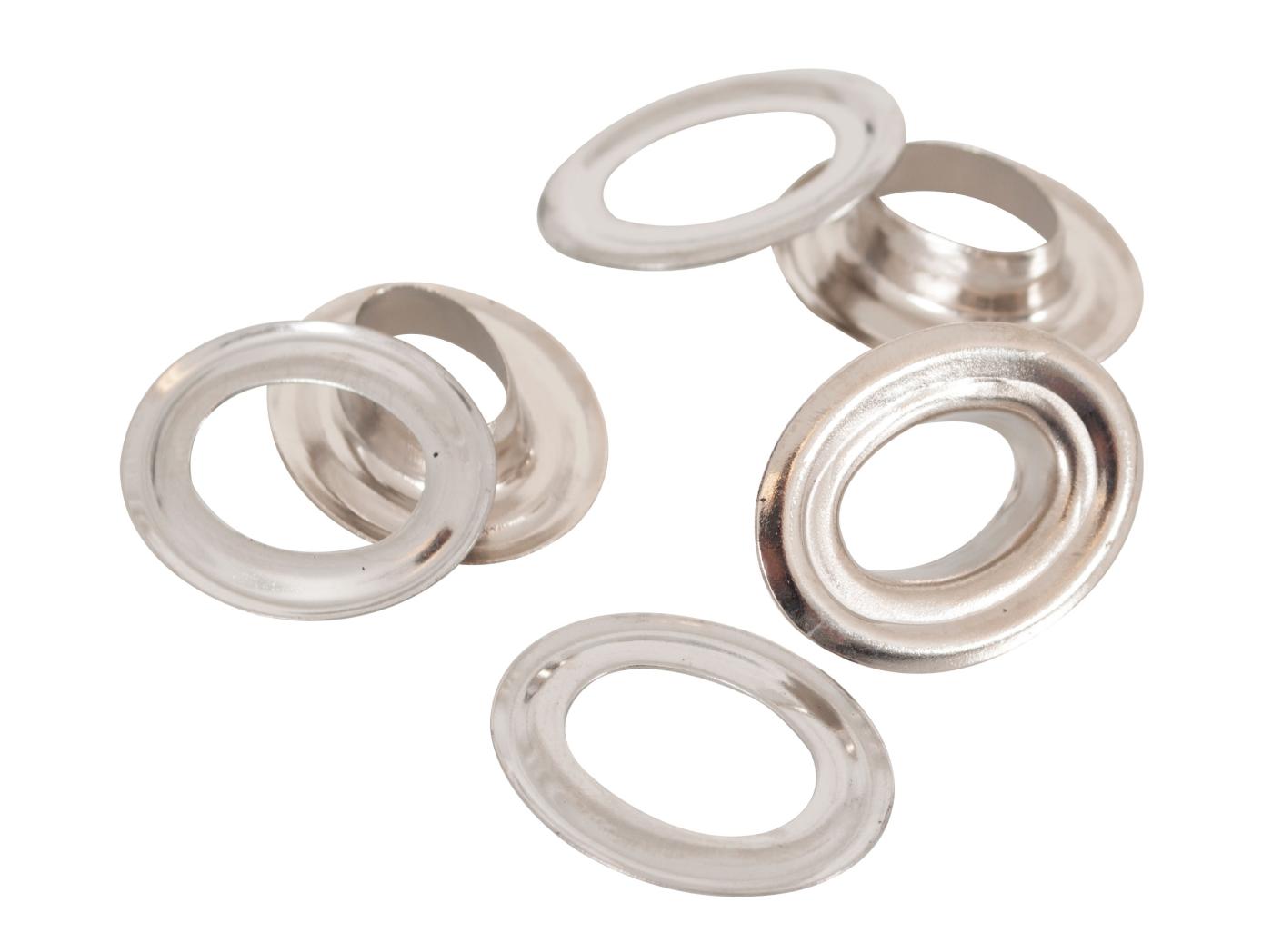 Sufflet eyelet complete Nickel plated, oval, 100pc/fp Sufflet eyelet complete Nickel plated, oval, 100pc/fp