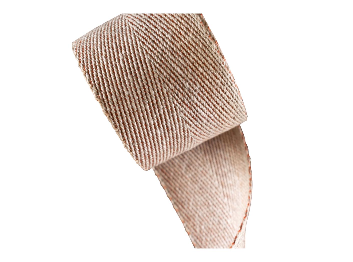 Linen webbing Nature/Orange, 50mm, 25m/rl Linen webbing Nature/Orange, 50mm, 25m/rl