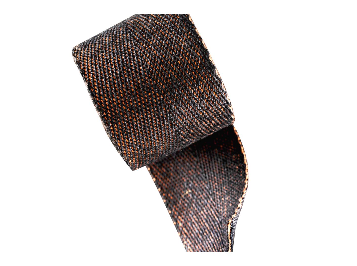 Linen webbing Black/Orange, 50mm, 25m/rl Linen webbing Black/Orange, 50mm, 25m/rl