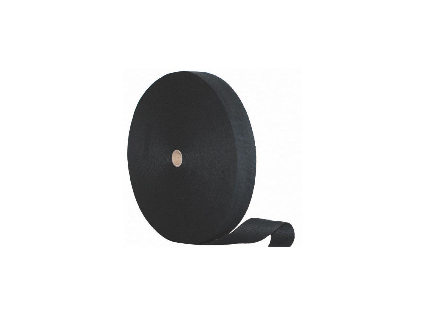 Linen webbing Black, 50mm, 50m/rl Linen webbing Black, 50mm, 50m/rl