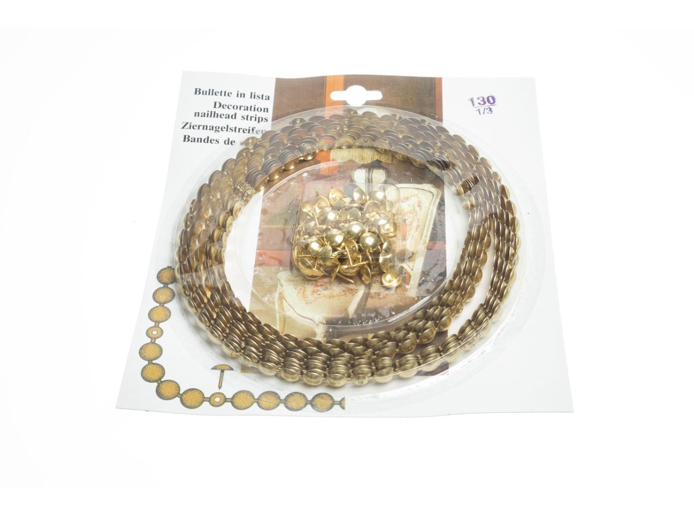 Decorative nails lengths 130 Brass, Ø11,3mm, 5m/fp Decorative nails lengths 130 Brass, Ø11,3mm, 5m/fp