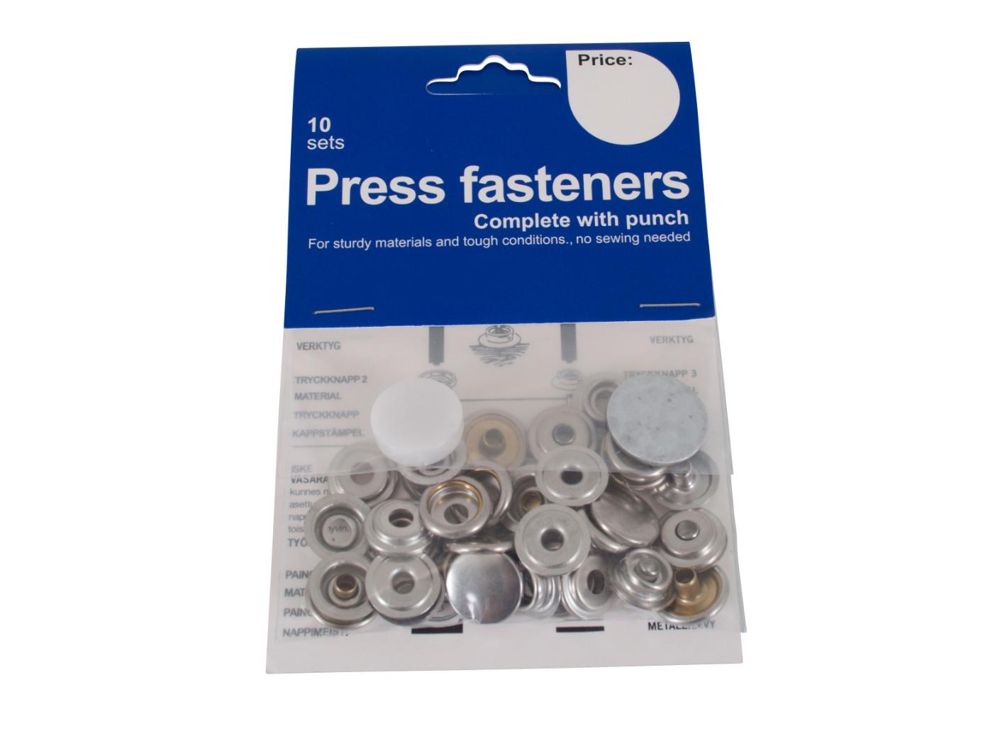 Press fastener complete Nickel plated, 10pc/fp Press fastener complete Nickel plated, 10pc/fp