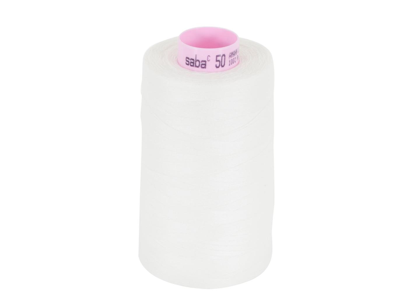 Sewing thread Saba 50, 1000 White, 2500m/rl Sewing thread Saba 50, 1000 White, 2500m/rl