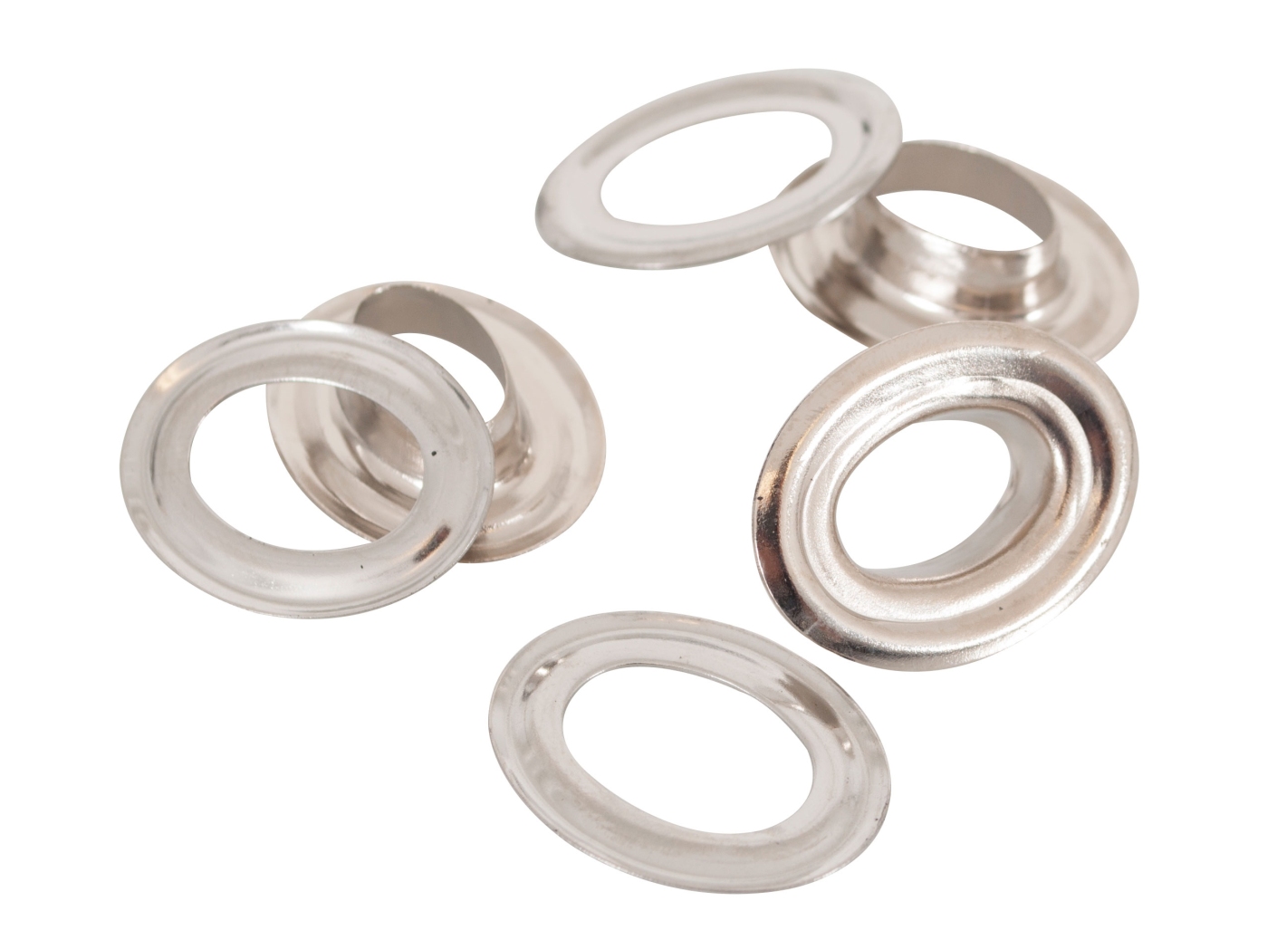 Sufflet eyelet complete Nickel plated, oval, 100pc/fp Sufflet eyelet complete Nickel plated, oval, 100pc/fp