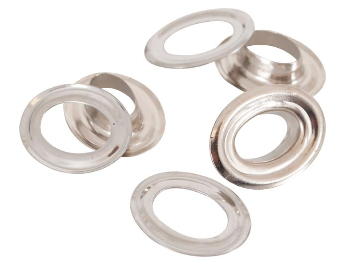 Sufflet eyelet complete Nickel plated, oval, 100pc/fp Sufflet eyelet complete Nickel plated, oval, 100pc/fp