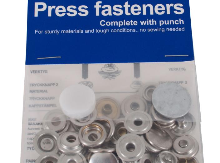 Press fastener complete Nickel plated, 10pc/fp Press fastener complete Nickel plated, 10pc/fp
